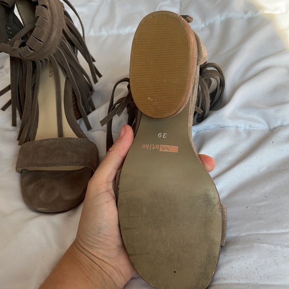 Suede block heel fringe sandals.  Matiko x Free People - Picture 6 of 10